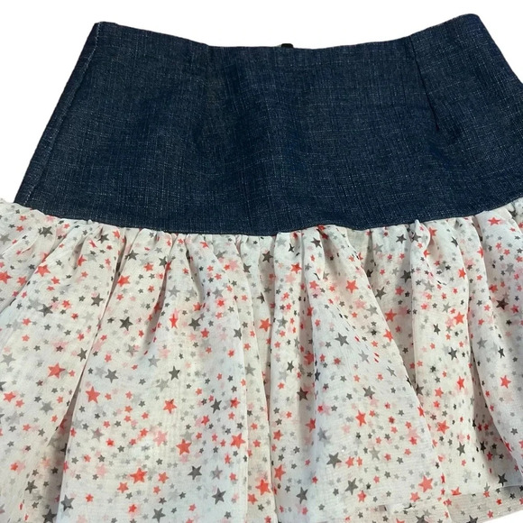Handmade Girls Denim Star Ruffle Skirt - Size 5 - Picture 2 of 6